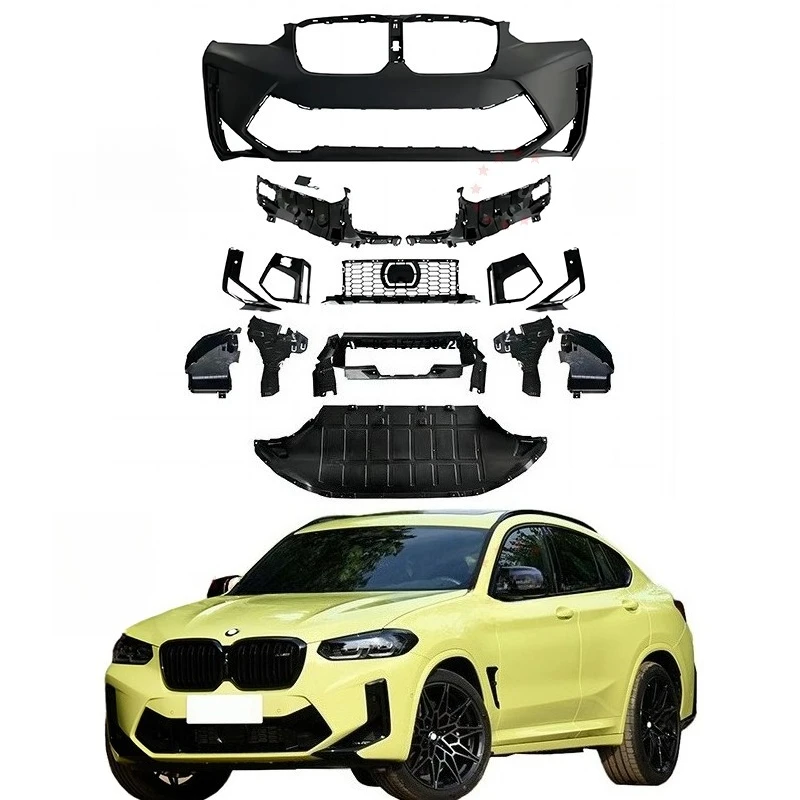 

Car Bumper Accessories for Bm X4 G02 Lci Upgrade to X4m F98 Lci 2022+ Body Kit PP Bumper Grille Rear Lip Exhaust Tips Auto Parts