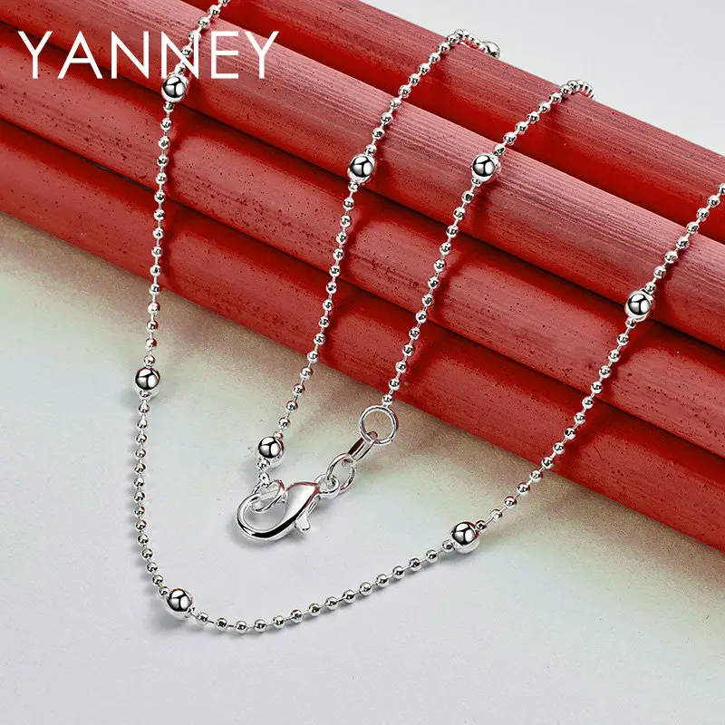 

Luxury 925 Sterling Silver 16-24 Inches Fine Sweater Chain Beads Necklace For Women Man Fashion Charm Gift Wedding Jewelry