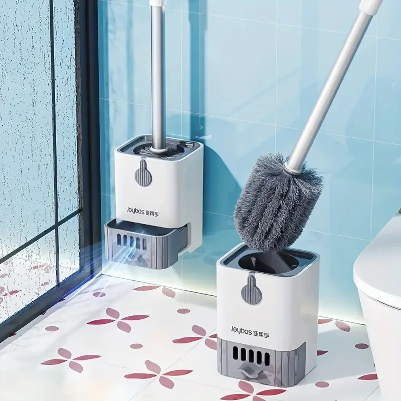 Toilet Brush Set: Long Handle, Hang or Stand, Traceless Mount. Keep Guest Bathrooms Spotless for Holiday Parties!