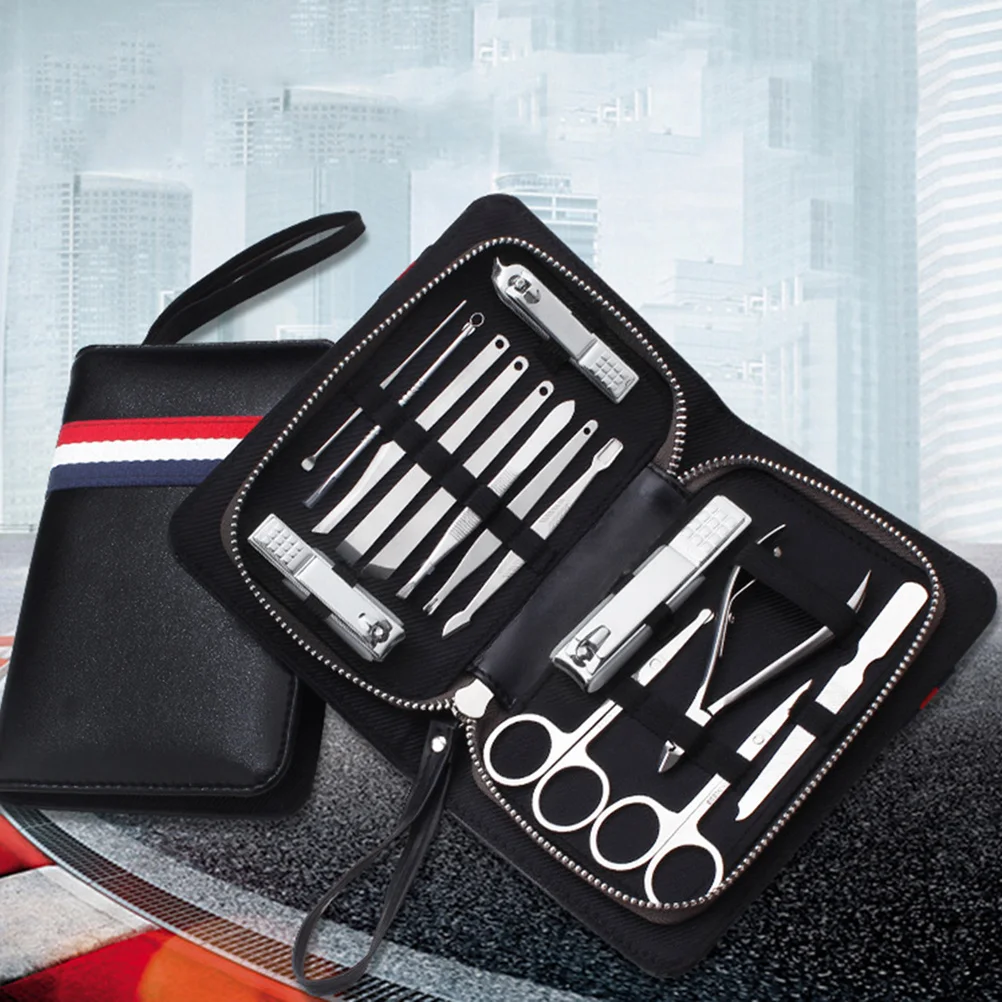 15 pezzi set per la cura delle unghie strumenti per pedicure manicure in acciaio al carbonio kit per toelettatura per il trattamento delle mani regalo essenziale da viaggio