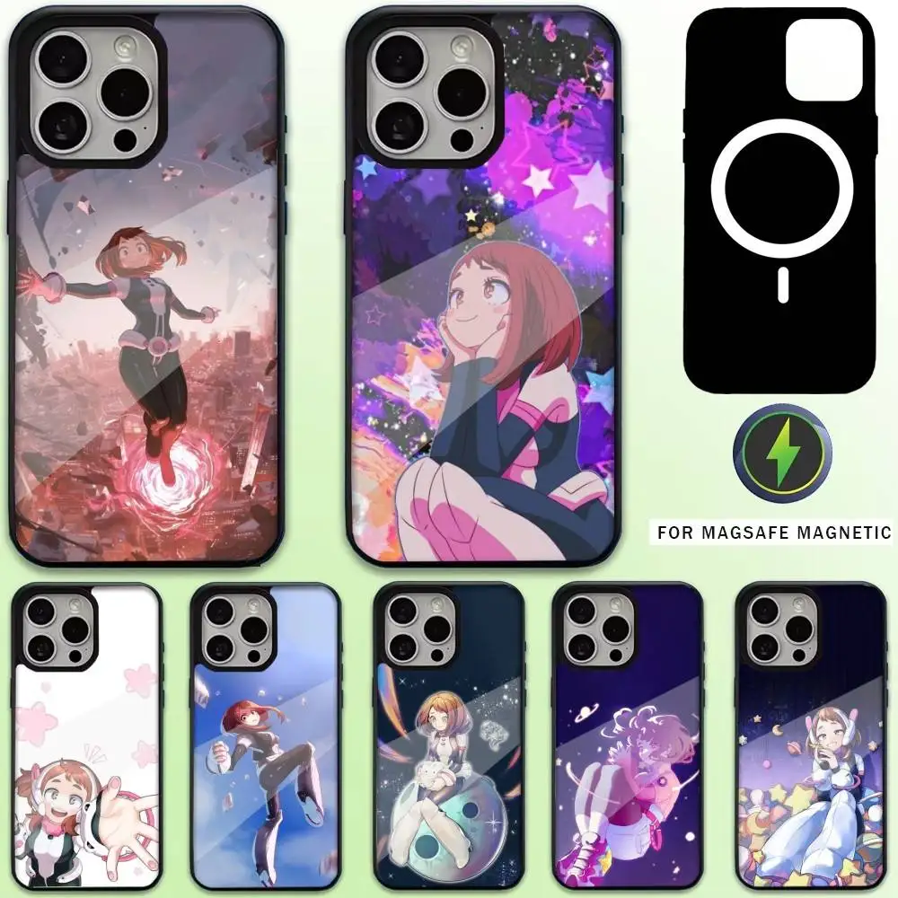 

1pc O-Ochako U-Uraraka Phone Case For iPhone17,16,15,14,13,12,11 Plus,Pro Max Magnetic For Magsafe Wireless Charging