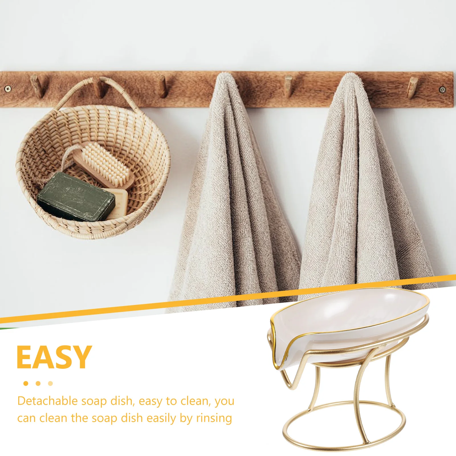 

Pearl White Gilt Edge Self draining Soap Holder Detachable Design Modern Bathroom Kitchen Travel Bar Pet Tray Non deformation