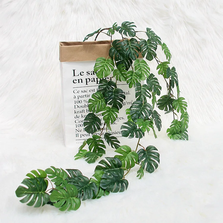 

80cm Turtle Leaf Vine Artificial Plant Hanging Rattan Floral Branch For Wedding Party Decoration Fake Flowers Home Decor