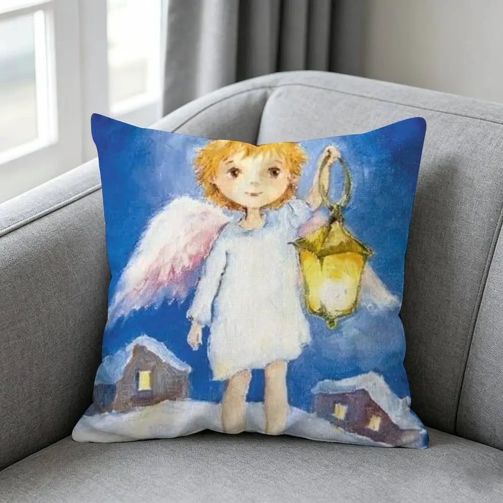 Healing Little-e Angel-l Pillow cover Simple solid color design Surprise For Multiple Bedroom Styles.