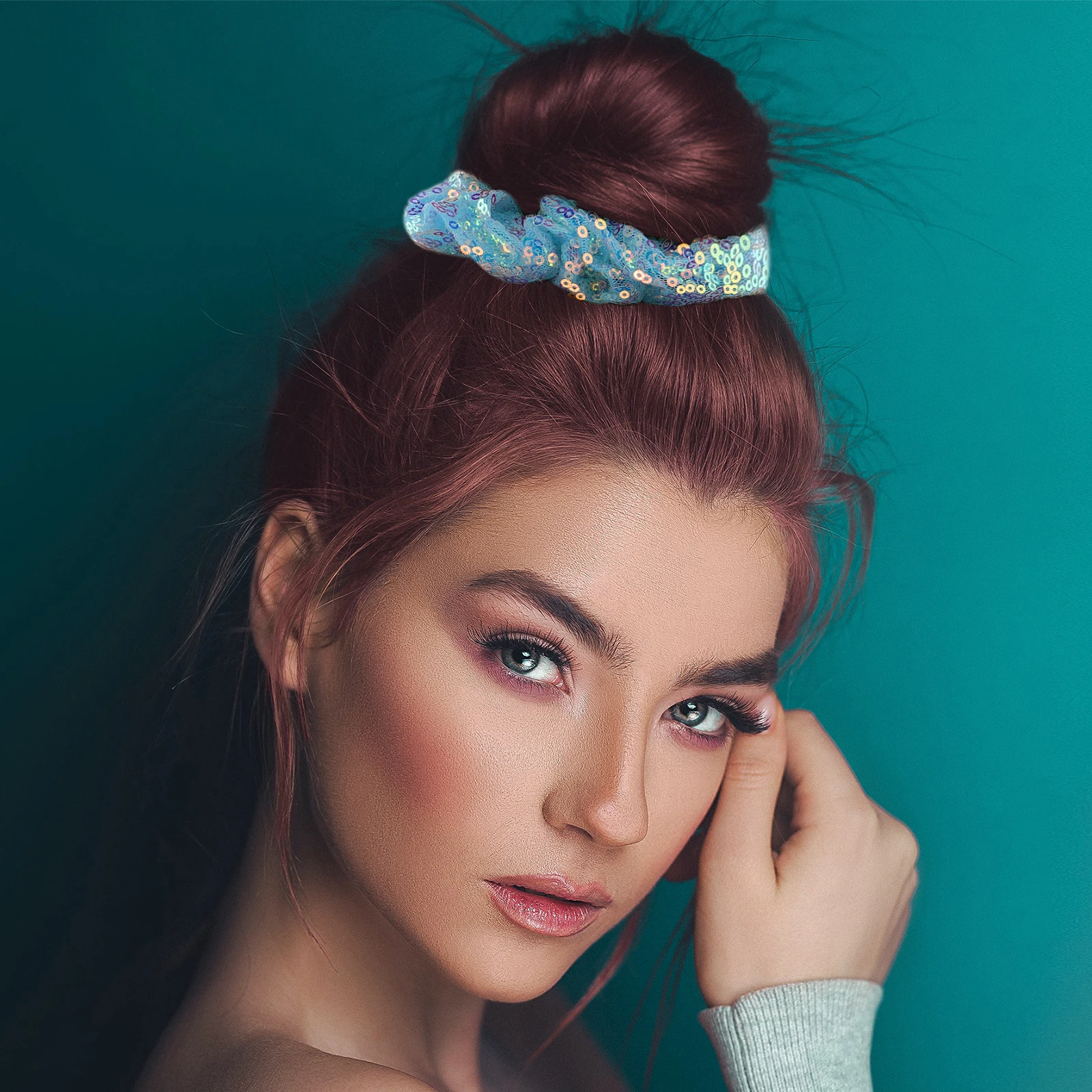 

5Pcs Sequins Hair Rope Colorful Elastic Hair Bands Creative Ponytail Holder for Daily Wear Colorful Head Tie Ponytail Holder