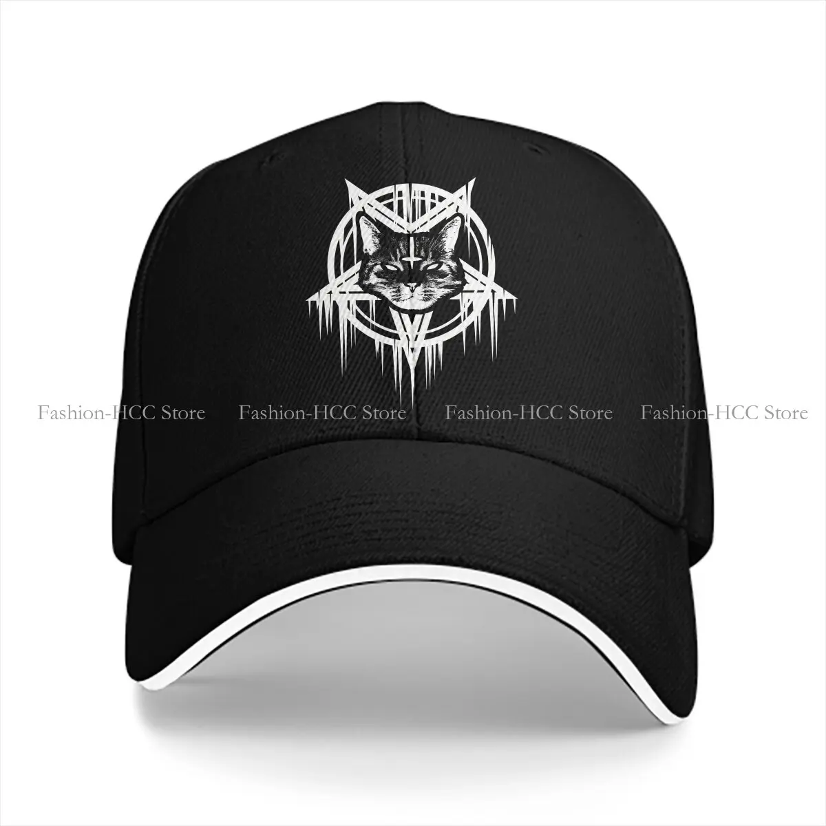 Summer Cap Sun Visor Satanic Metal CATAN 666 Hip Hop Black Cat Peaked Hats