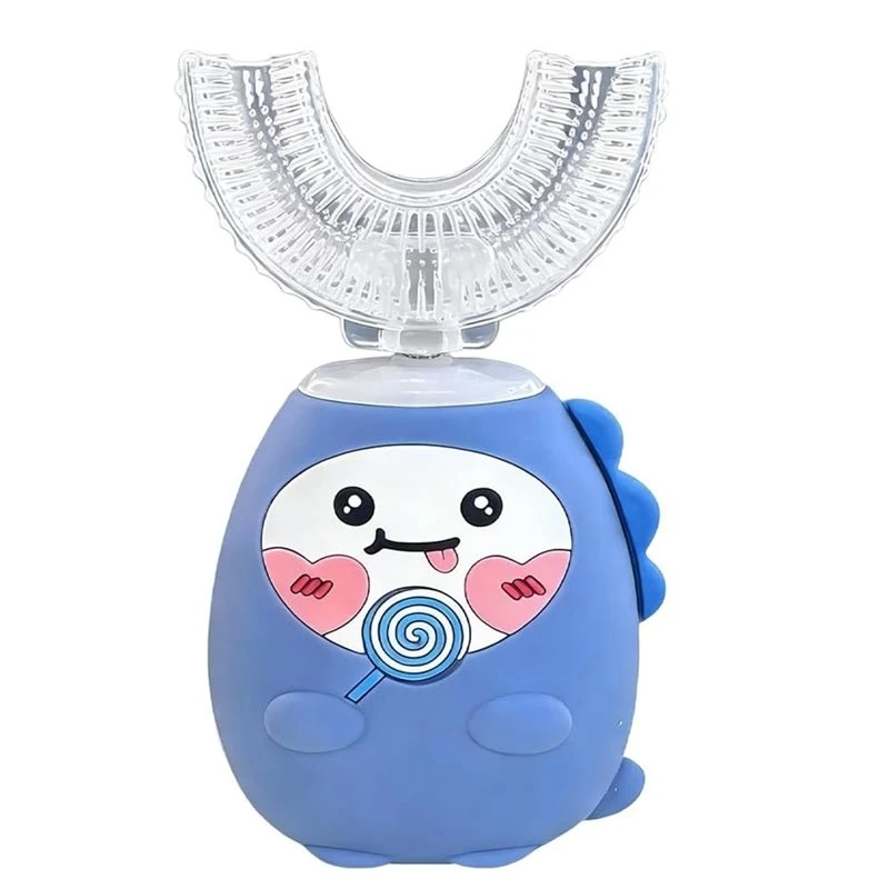 BBNV-U-Shaped Kids Electric Toothbrush 360° Ultrasonic, 3 Speed Settings, IPX7 Waterproof, For Children For Ages 2- 12 Blue