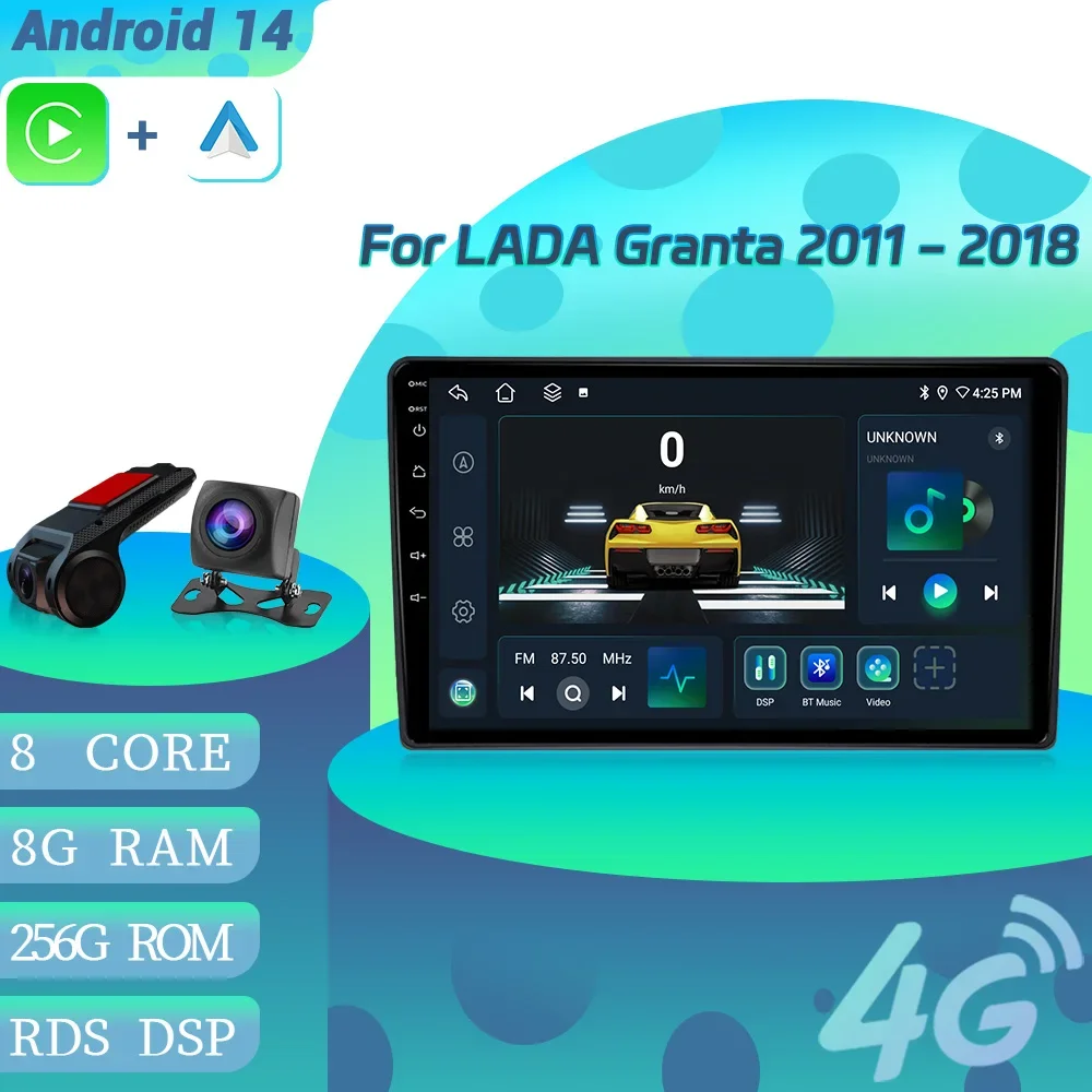 For LADA Granta 2011-2018 Car Radio Multimedia Video Player Navigation 4G Multimedia Wireless Carplay Intelligent Touch Screen