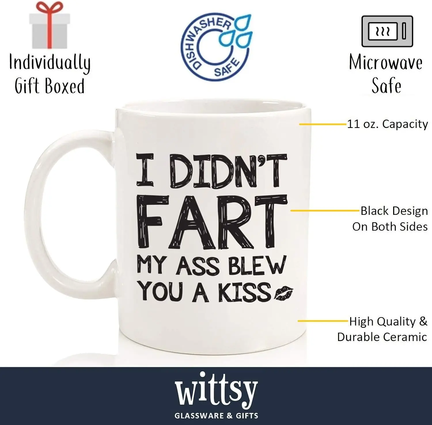 Funny Gag Gifts - I Didn't Fart Mug - Best Birthday Gifts for Men, Dad, Women - Unique Gift Idea for Him from Son, Daughter,