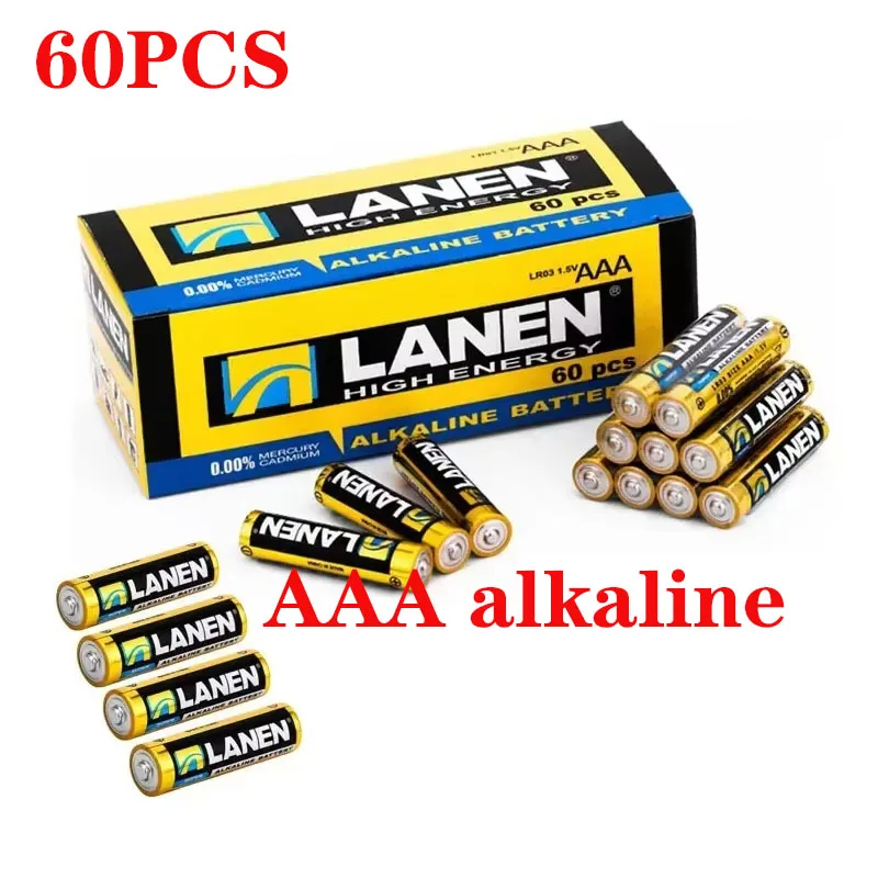 

AAA 1.5V 60PCS 500mAh No. 7 Disposable Alkaline Dry Battery Suitable for Toys, Air Conditioner, TV Remote Control, Alarm Clock