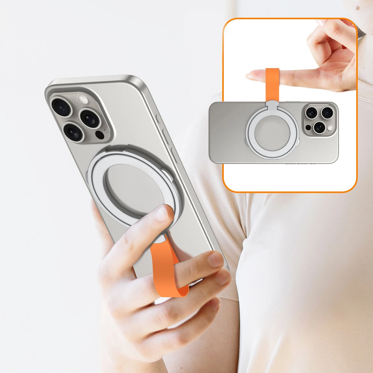 Suitable For Magnetic Single Ring 3 Sections 1Pcs Silicone Ring Simplicity Iifting Phone Stand Wall Sticker With Strong Attracti