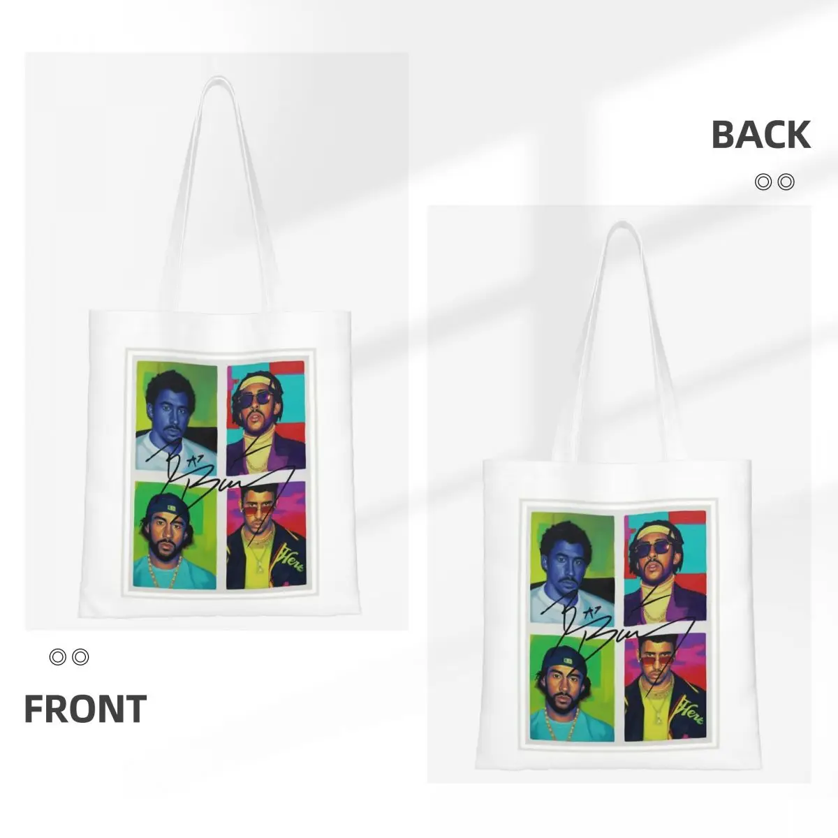 حقيبة تسوق قماشية من Bad Bunny Puerto Rico صديقة للبيئة ذات سعة كبيرة لحقائب الطلاب للجنسين