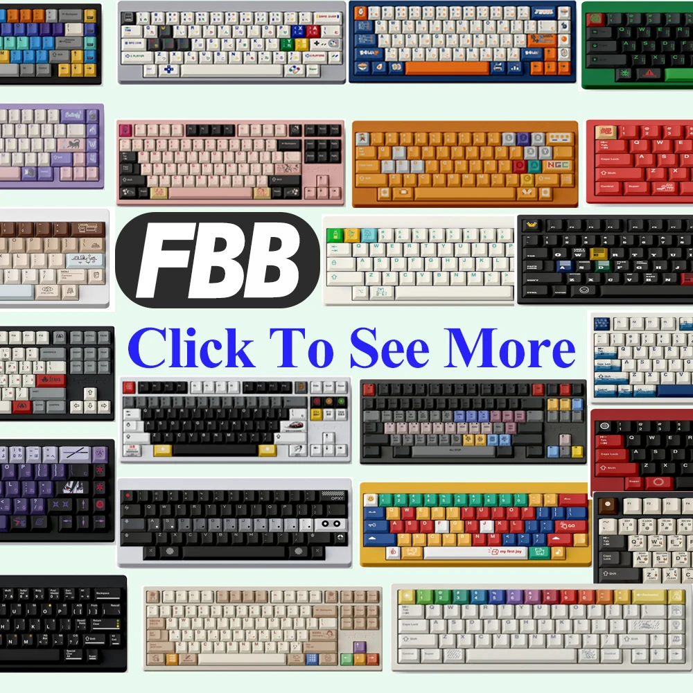 FBB Keycaps PBT Fit For Cherry Profile Mechanical Keyboard 60%, 75%, 80%, 96%,100% MX Switch DIY Keycap Accessories 1.7mm Thick