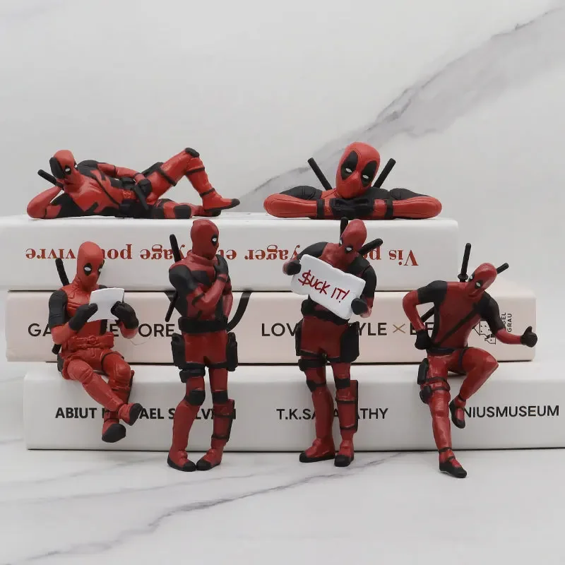 Car Ornaments Deadpool Model Men Look Back Prone Position Car Mounted Center Console Decoration Miniature Action Figures Toys