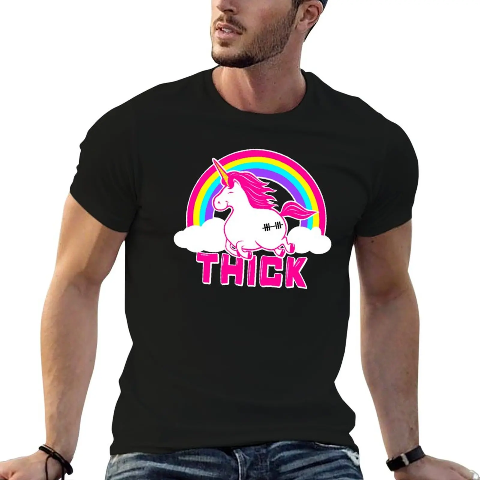 thick girl, barbell unicorn, barbell girl, weightlifting girl T-Shirt Fashion Pattern Printed Tee Shirt