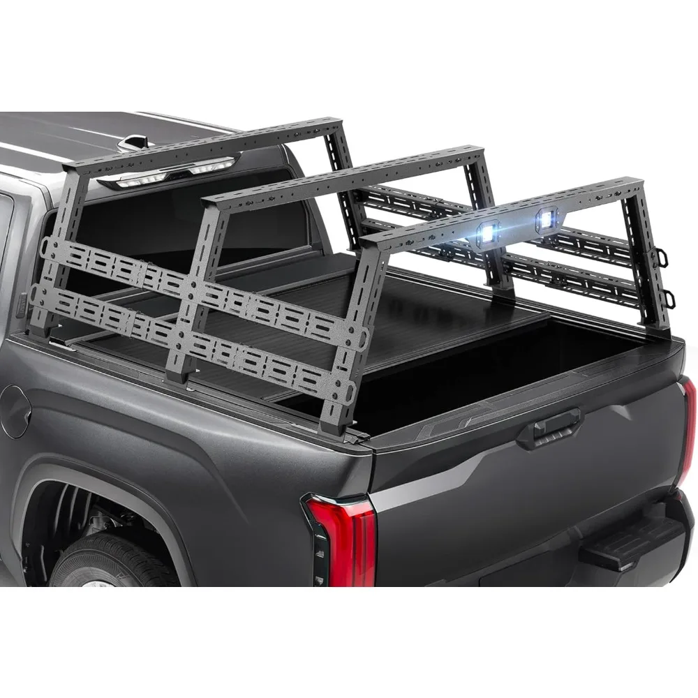 

Adjustable 25" High Overland Truck Bed Racks with 2 LED Lights Compatible with Ford F-Series/Silverado/Sierra/Ram/Tacoma/Tundra/