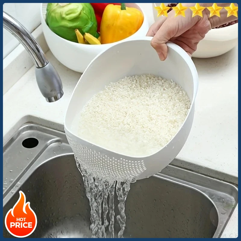 

Rice Sieve Plastic Colander Kitchen Drain Basket with Handles Rice Bowl Strainer Strainer Basket Sink Drain Kitchen Tools