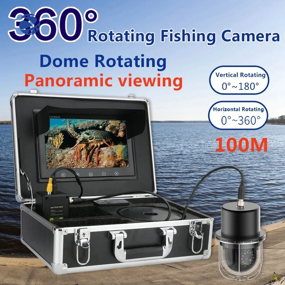 100M 360 Degree Rotating Dome Underwater Fishing Video Camera with battery display for river fishing