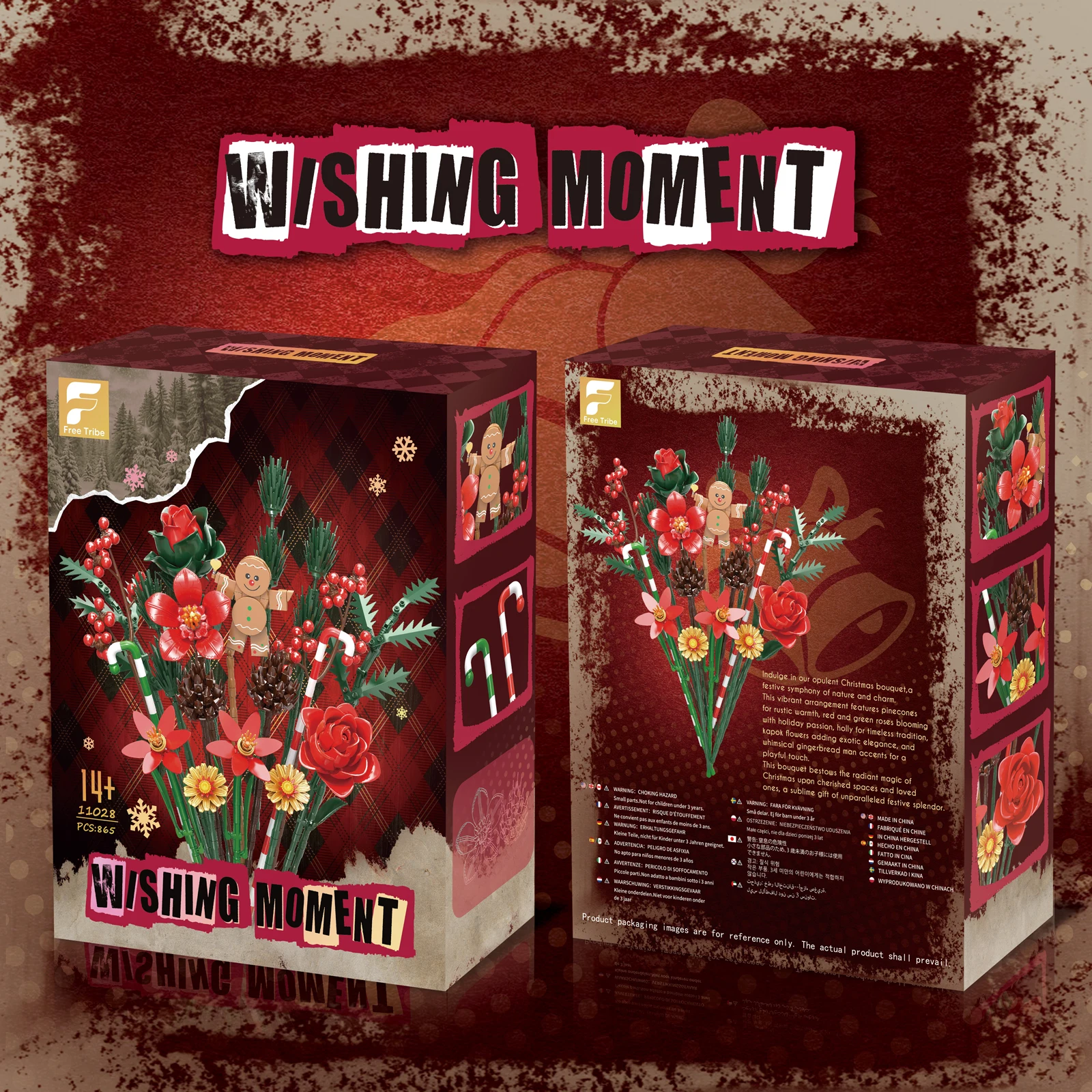 11028 kit de construção de buquê floral realista, 865 peças, modelo de flor de grão pequeno para decoração de casa diy, presente para crianças, adolescentes, presentes de natal