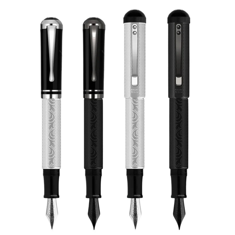 For MAJOHN P138 Metal Piston Fountain Pen Octahedral Etching Pattern No.6 Nib EF/F/M/Flat Nib Classical Plated Writing Gift