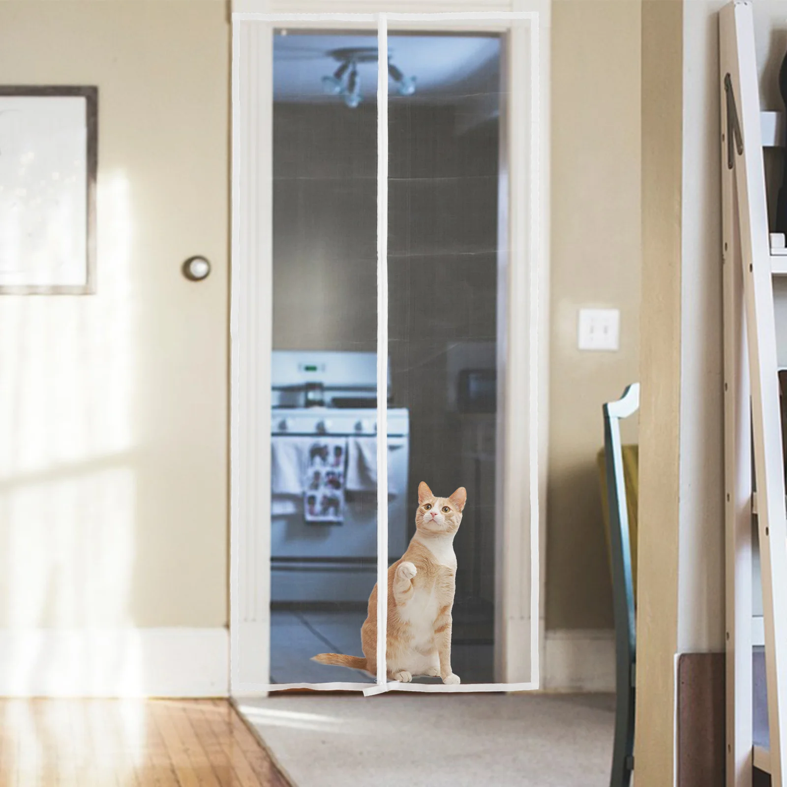 

M Pet Screen Door with Zipper Heavy Duty Mesh Design for Cats Dogs Secure Breathable Anti Escape for Home Use