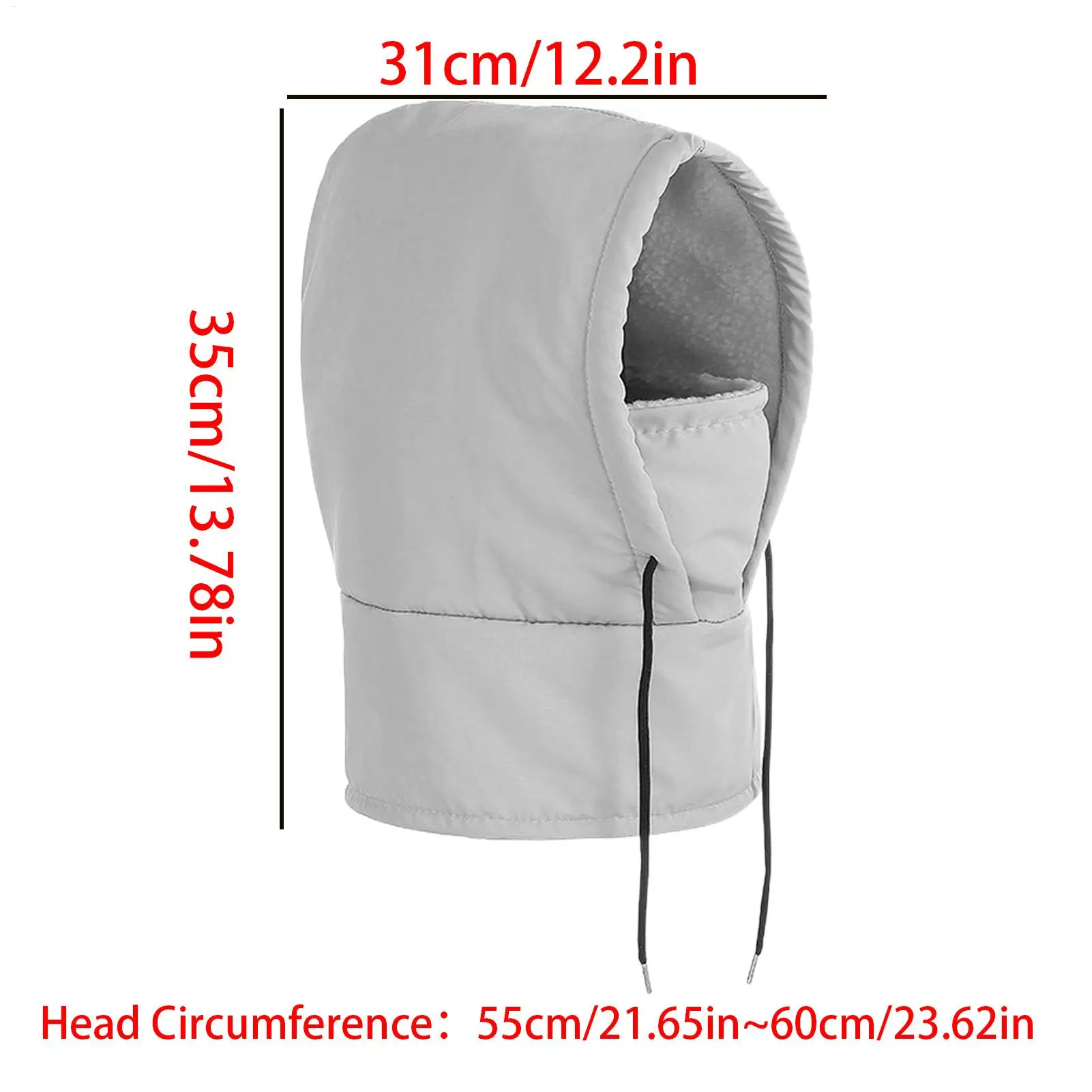 Hood Face Cover Waterproof Fleece Hat With Drawstring Cold Weather Skiing Hat Hooded For Runners Cyclists Women Motorcycle view 6