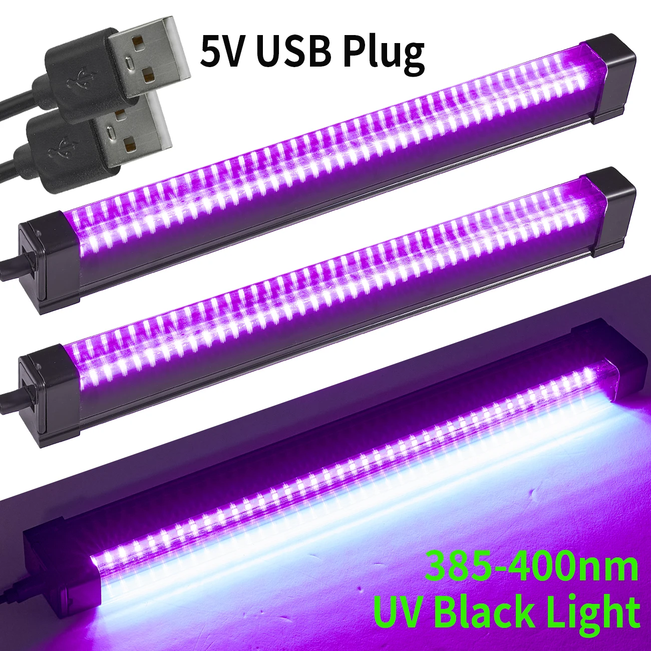 Black light Bar 10W, with 3 lighting modes, USB LED magnetic black light tube for Halloween fluorescent tapestry posters