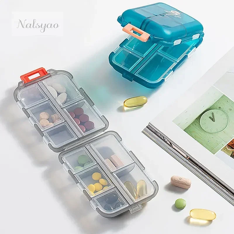 Wholesale Portable 10 Cells Medicine Pill Box Waterproof Moisture Proof Independent Grid Tablet Storage Container