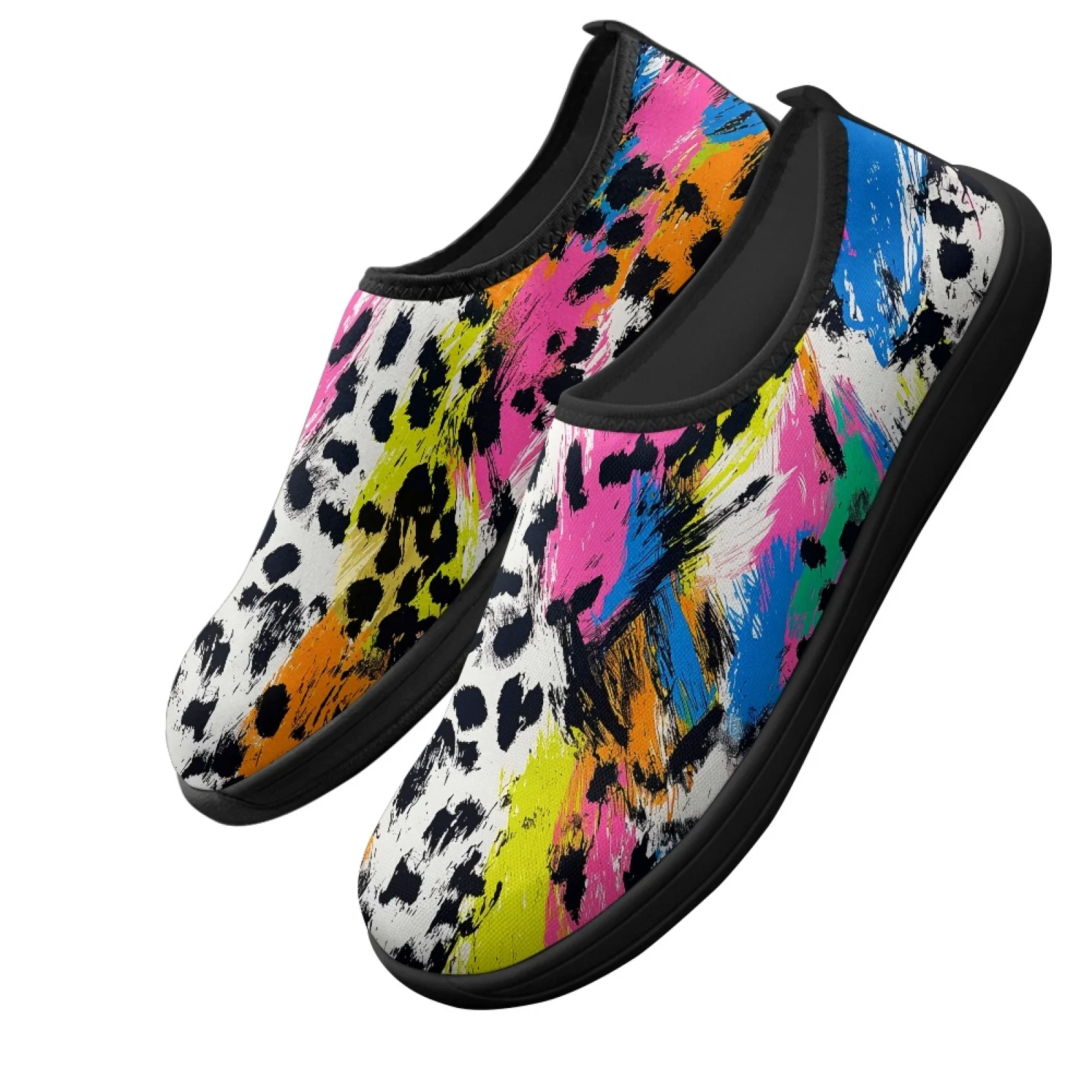 PENSTROLL Colorful Leopard Barefoot Minimalist Shoes Mens Walking Shoes for Middle Age Wide Width Casual Shoes