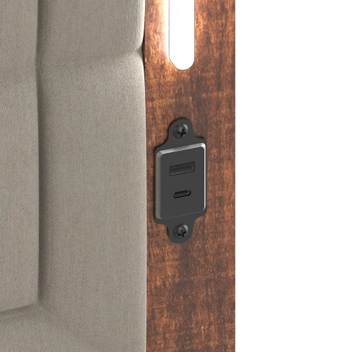 إطار سرير بحجم كينج مع لوح رأسي منجد، وإطار سرير كينج مع قاعدة شحن وأضواء LED، وشرائح خشبية