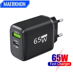 65W USB GaN Charger Fast Charger Type C Mobile Phone Power Adapter For iPhone 15 Xiaomi Samsung Huawei Quick Charge Wall Charger
