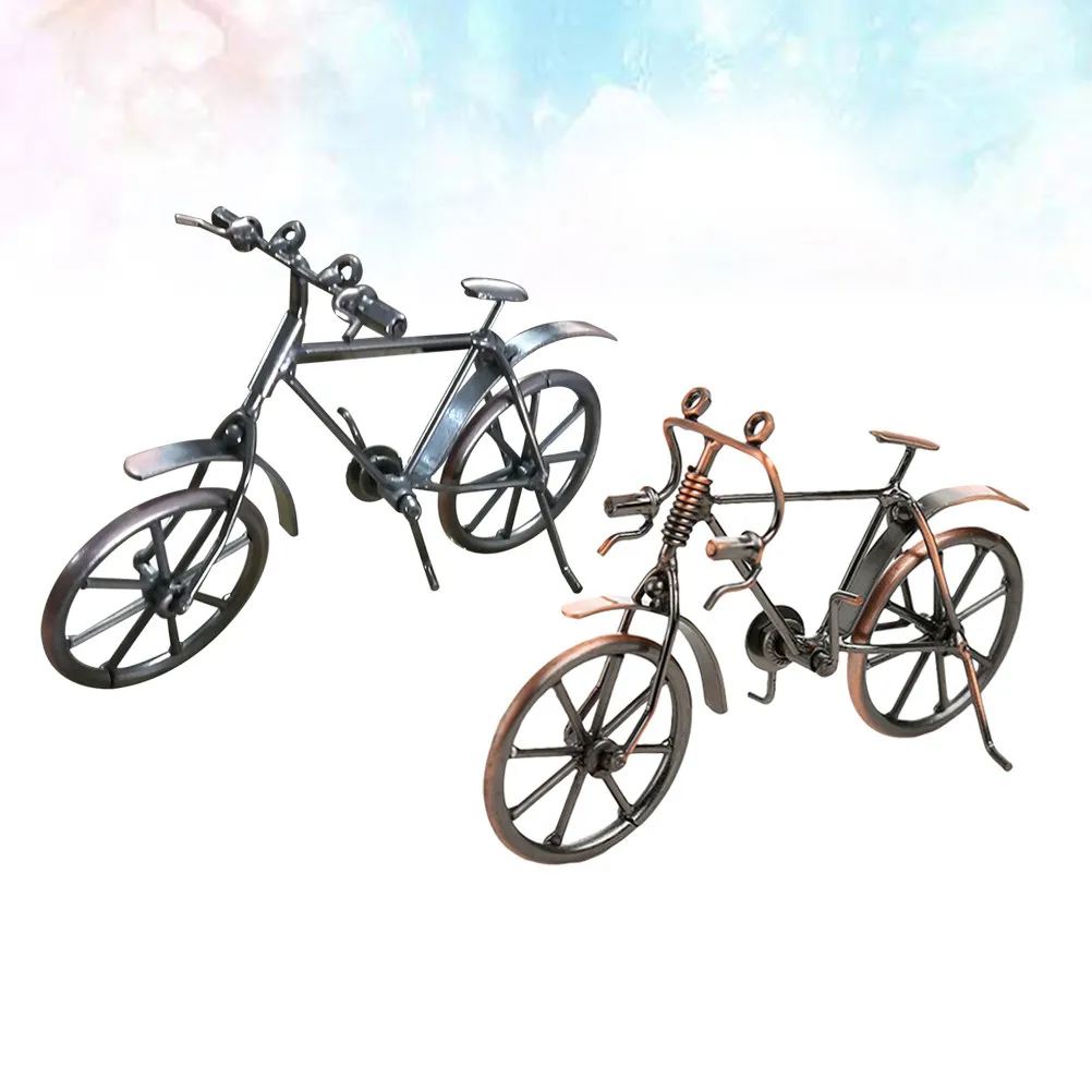 

2Pcs Handmade Steel Motorcycle Sculpture Retro Iron Bike Decor for Home Office Desktop Decoration Gift Art