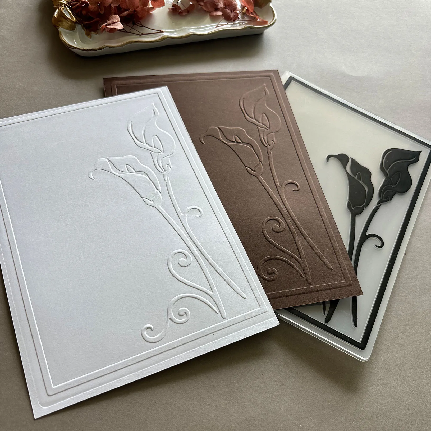 Background design of horseshoe lotus embossing template, embossed craft paper folder, DIY scrapbook, transparent 2D texture card