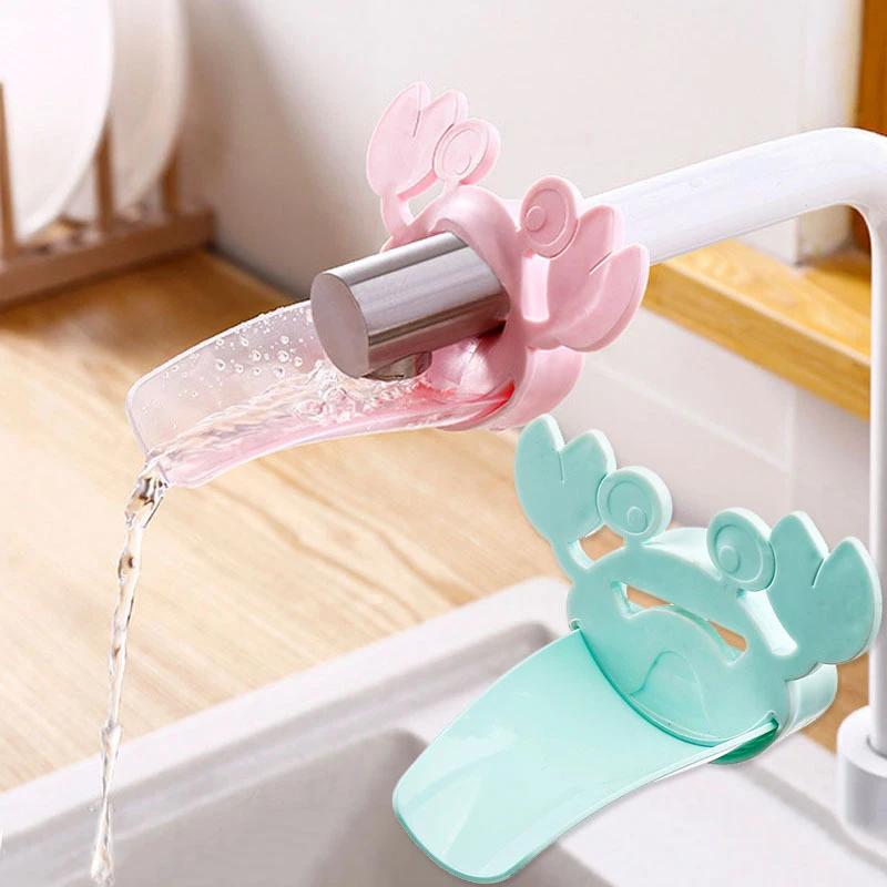 Children Kids Faucet Extender Washing Hands Toy Crab Faucet Extender Cartoon Baby Hand Washing Extension Splash Water Extender