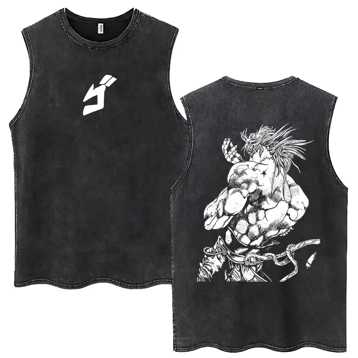 Anime Jojo Bizarre Adventure Vintage Washed Tank Tops Funny Manga Dio Brando Sleeveless T Shirt Men Casual Oversized T-shirts view 2