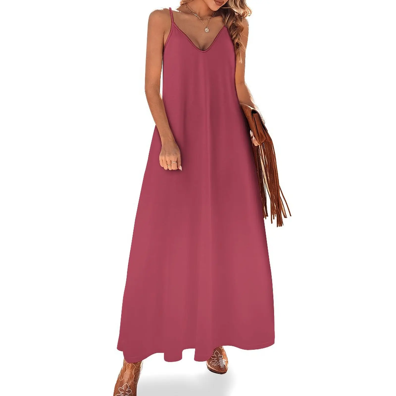 

Dark salmon pink Sleeveless Dress Cocktail of dresses beach dresses