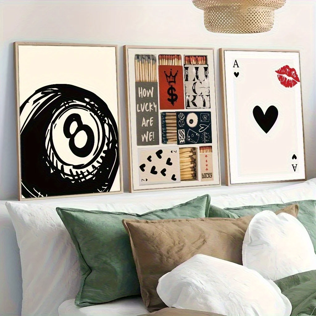 （NoFrame 3PCS)-2D Flat, 2D Flat, 2D Flat Set of 3 Abstract 2D Art Prints Suitable for Bedroom And Living Room Posters, Featur