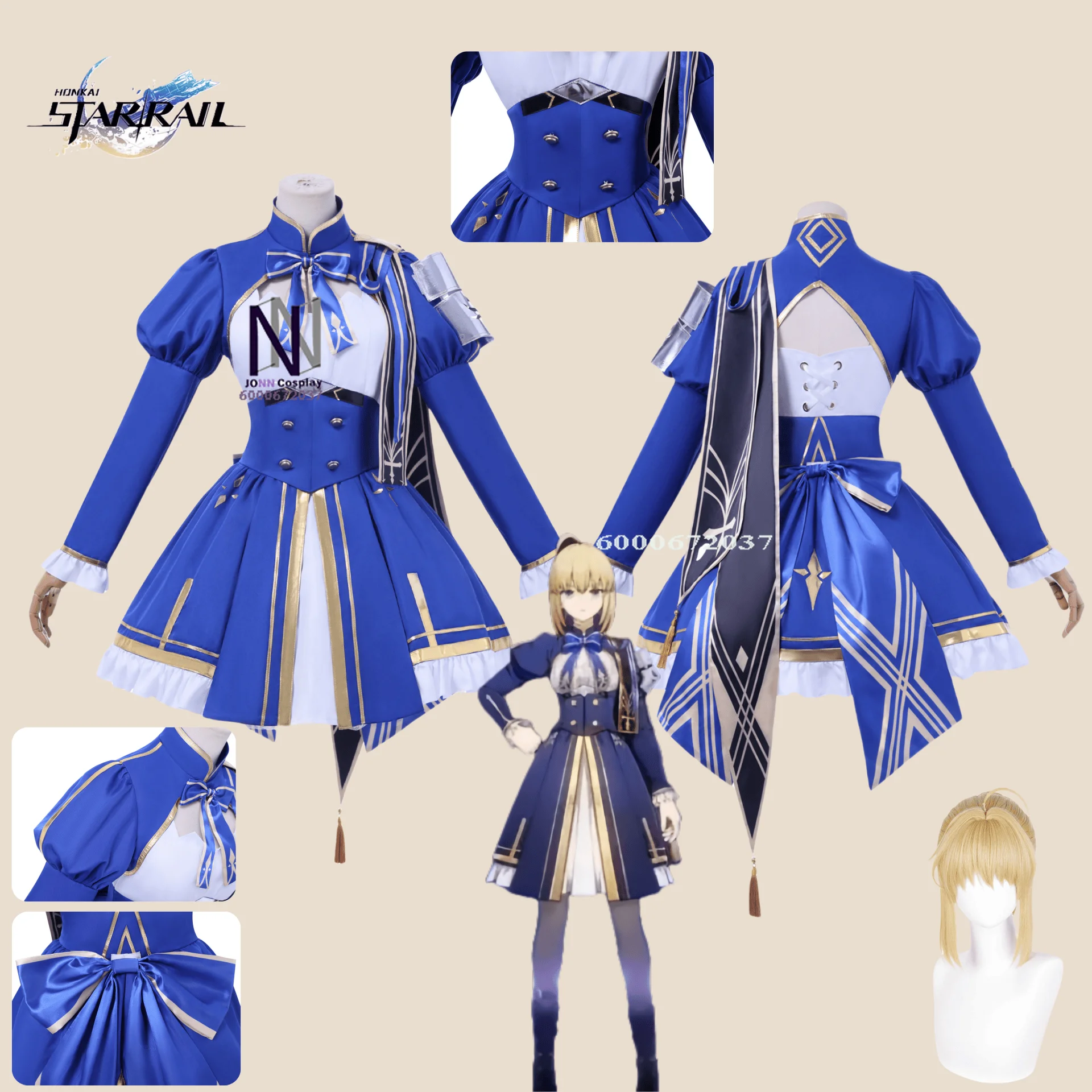 

Popular Game Honkai: Star Rail Anime Cosplay Costume Fate Saber Role Playing Blue Uniform Dress for Women Comic Con Party Suit