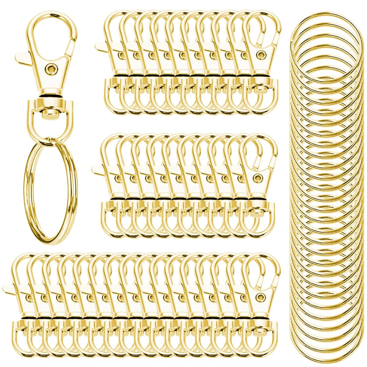 20/40/60 Stück Schlüsselanhänger-Haken mit Schlüsselanhänger, Schlüsselanhänger-Clip-Haken mit flachem Ring für Schlüsselband, Schmuckherstellung, DIY-Handwerk