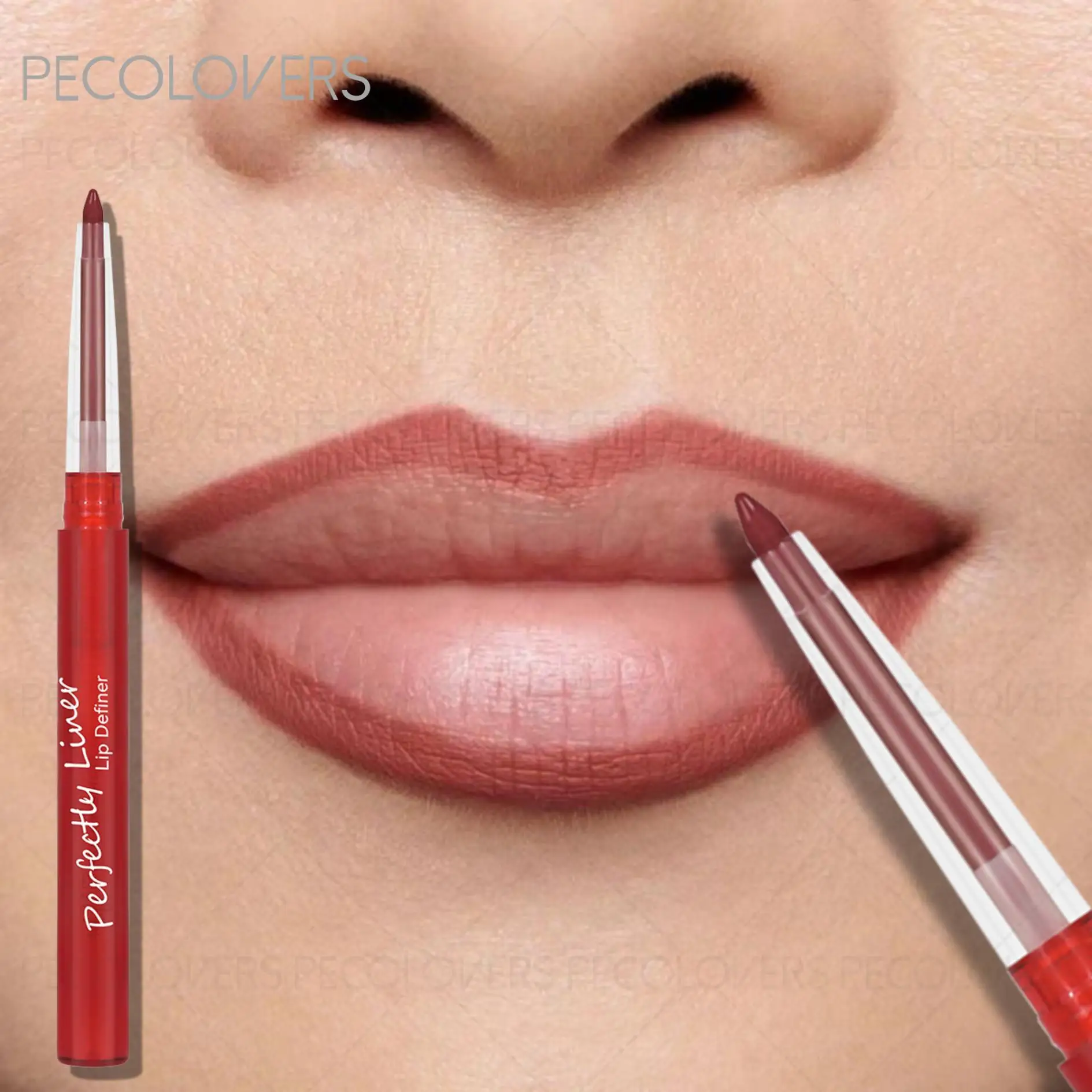 Aksamitny matowy konturówka do ust, długotrwała, kredka do ust, nieprzywierająca do kubka, błyszczyk do ust