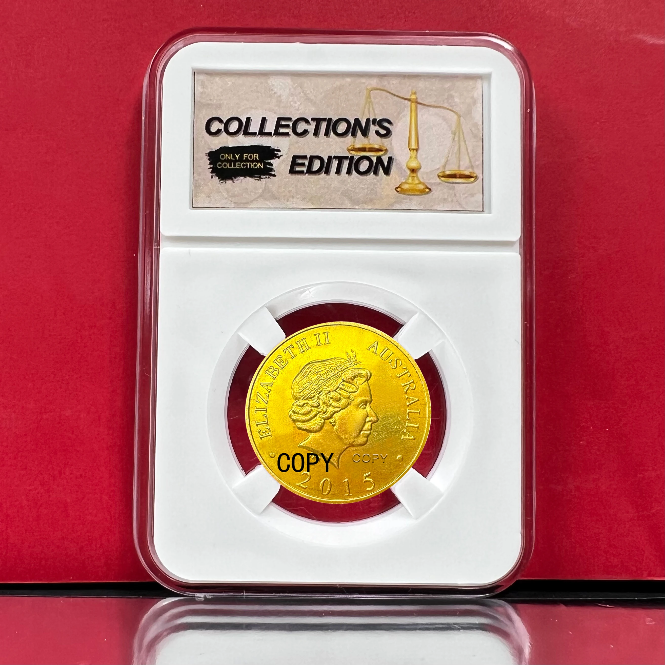 Colección de monedas conmemorativas, medalla de recuerdo de Turismo, decoración del hogar, canguro de Elizabeth II australiana, reproducción de oro, 2015