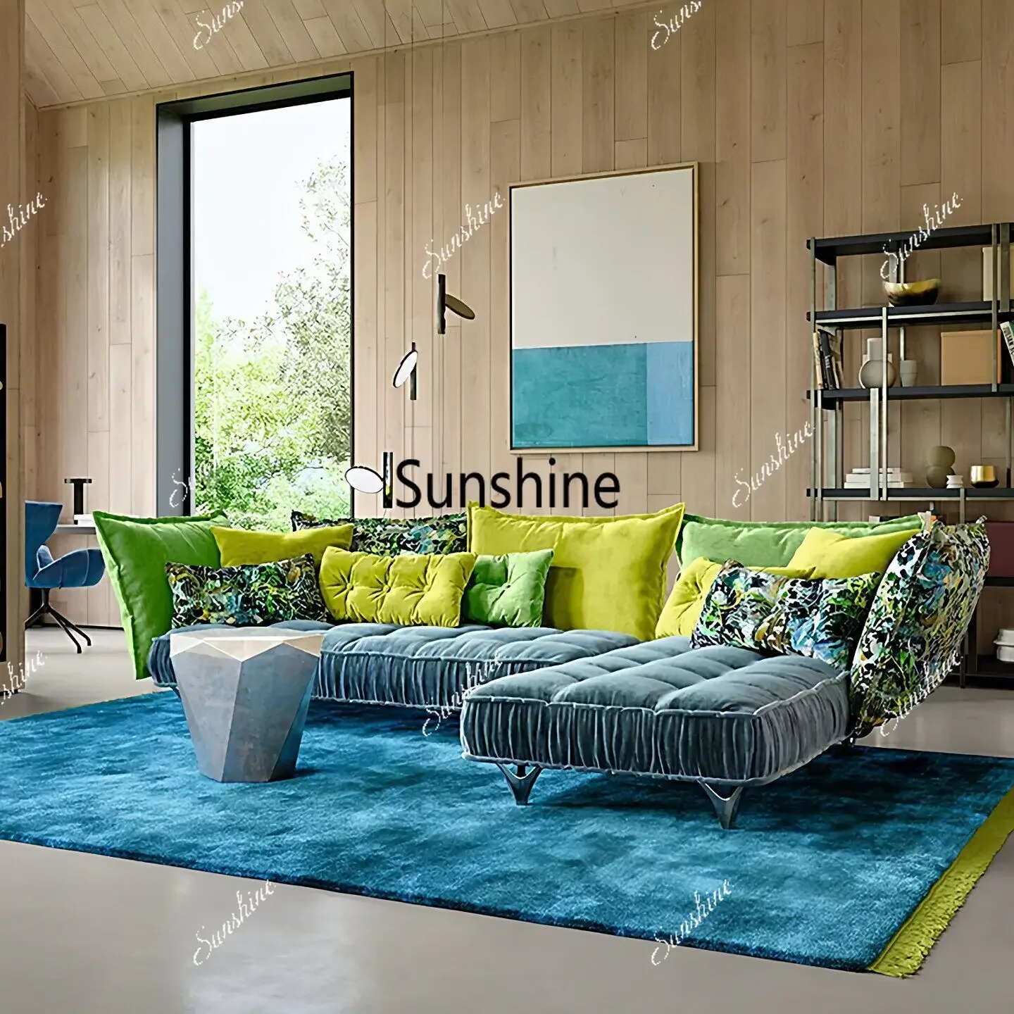 French light luxury special-shaped retro pattern corner combination sofa