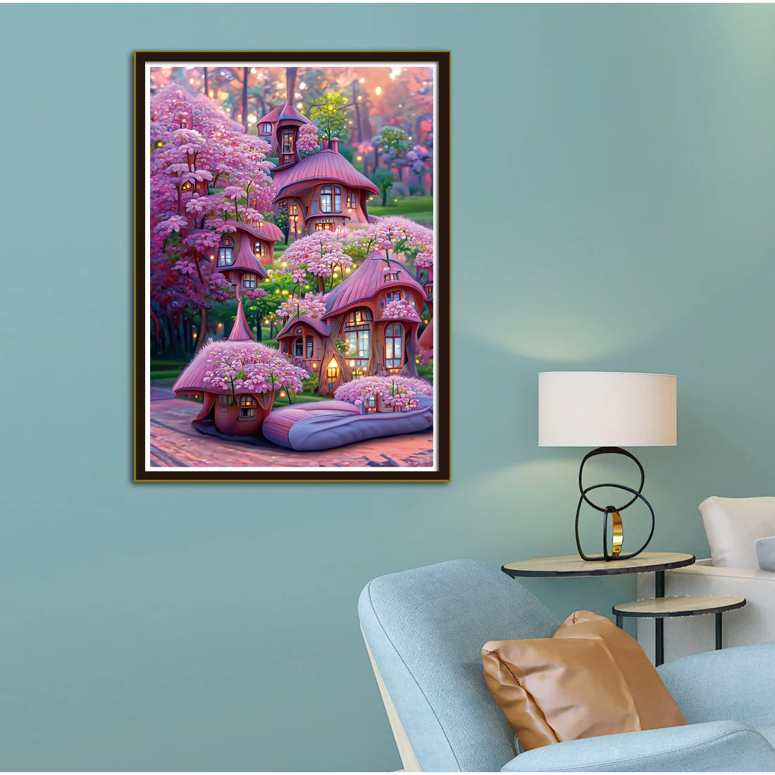 Garden Pink Cabin Landscape Cross Stitch 11CT 9CT DIY Embroidery Kit Living Room Decorative Painting Printed Needlework Pack Set