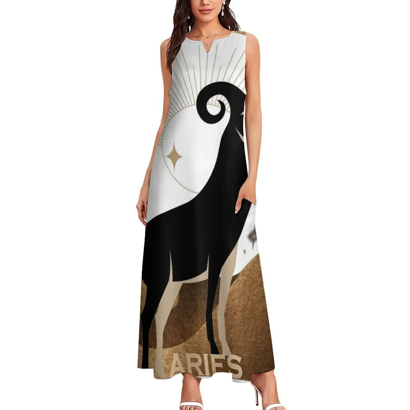 Aries Zodiac Sign Long Dress clothes for women Dresses gala dress party evening elegant luxury celebrity Summer women