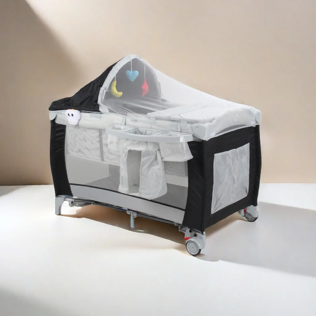 

Детская кроватка Детская кроватка Детская кроватка Детская многофункциональная кроватка с москитной сеткой Пеленальный столик Легко складывается