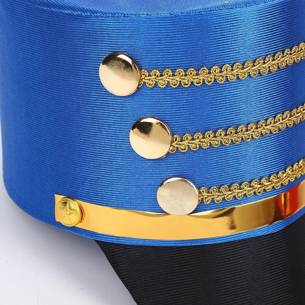 Wide Brim Hat-nutcrackers Breathable Cosplay Show Drum Major Master Hats Gold Trim Strips Soldier Top Cap
