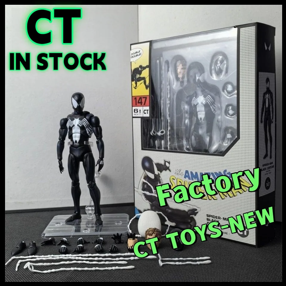 

In Stock Ct Toys Spiderman Figure Mafex 147 Symbiotic Black Suit Venom The Amazing Spider-man Anime Action Figure Gifts Toys