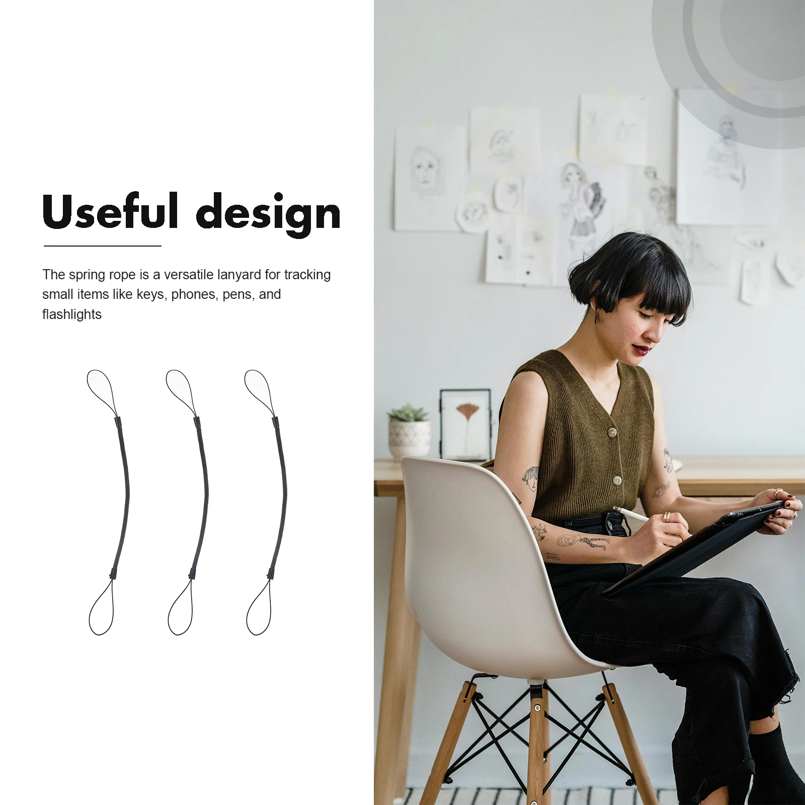 

8pcs Anti Lost Rope for Stylus Pen Retractable Stretchy Strap Lanyard String Wrist Spring Cord Elastic