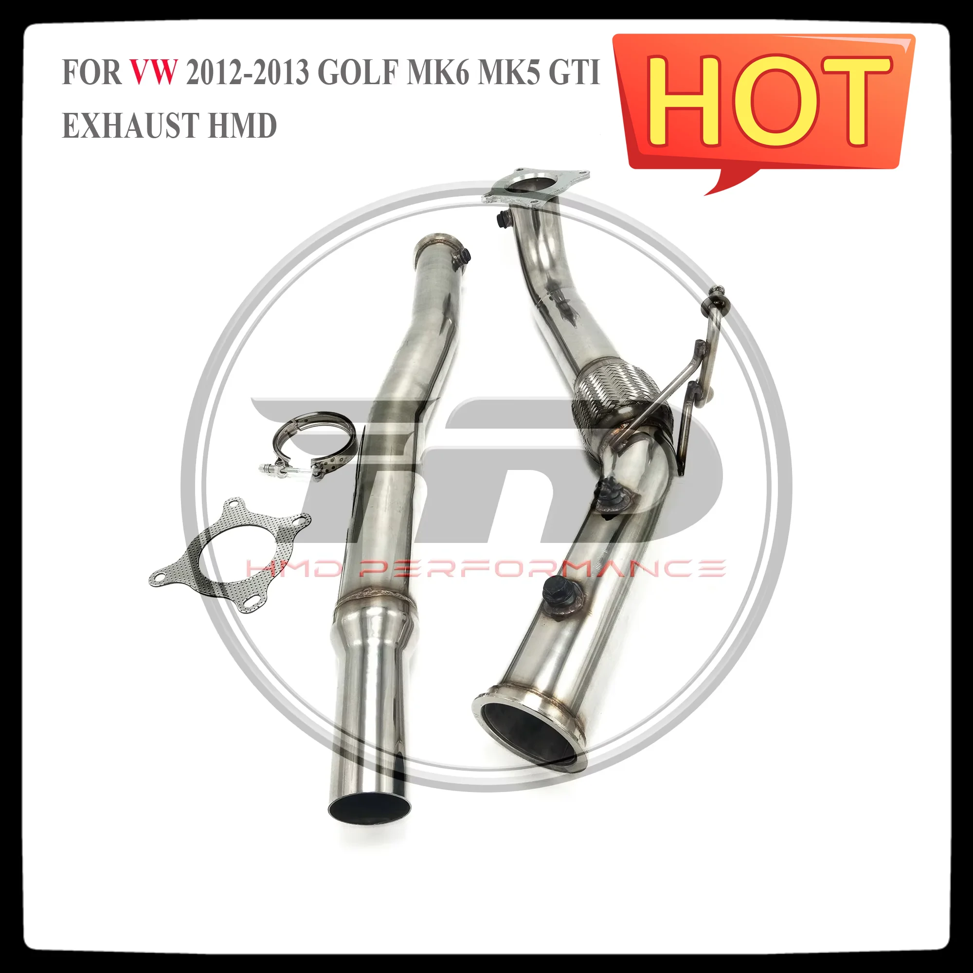 HMD Exhaust System High Flow Performance Downpipe for Volkswagen VW 2012-2013 Golf MK6 MK5 GTI Pipes without heat shield