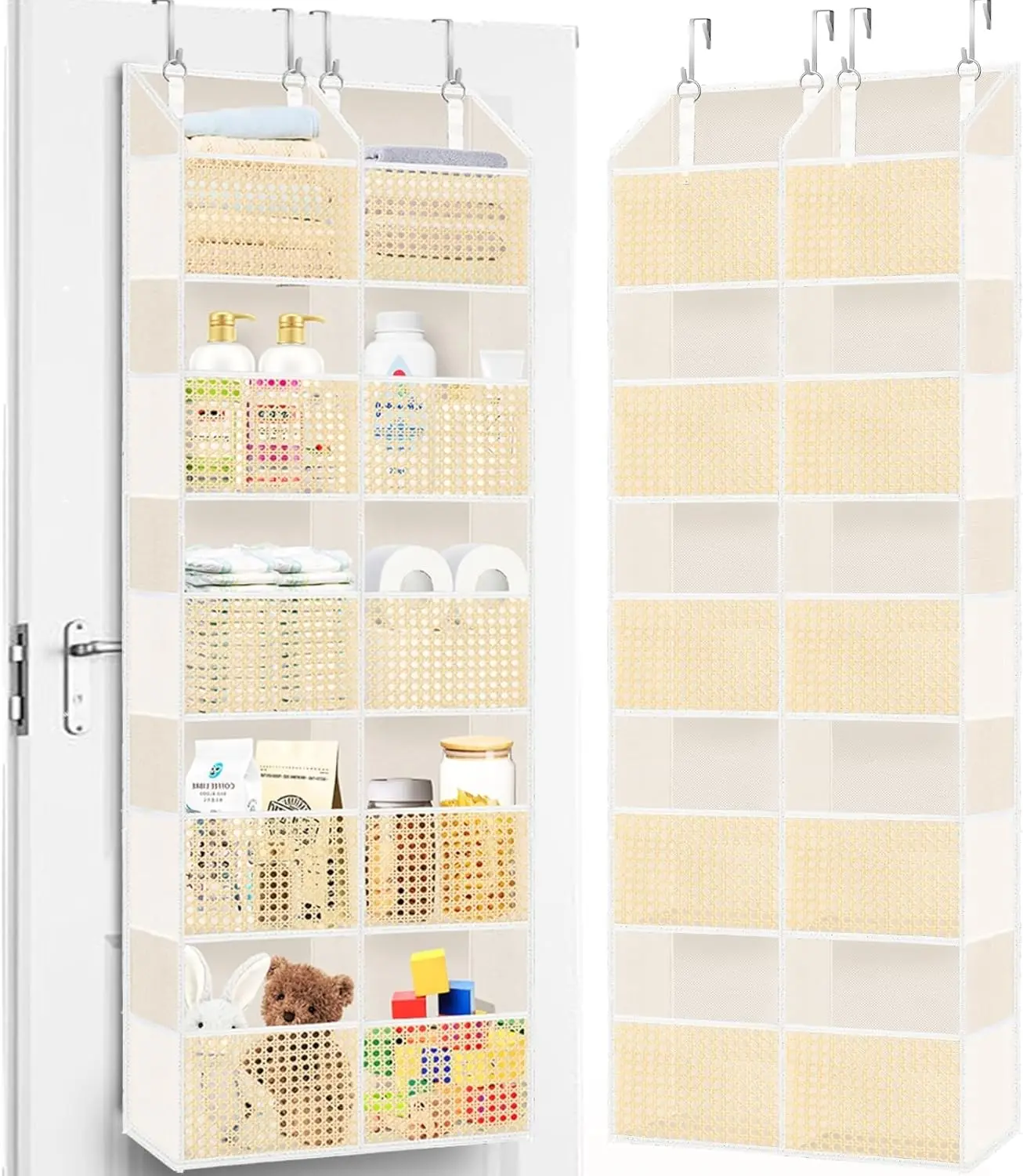 

Over The Door Organizer 5 Tiers, Extra Large Behind Door Storage of 10 Compartments, 80 lbs Weight Capacity Hanging Stor